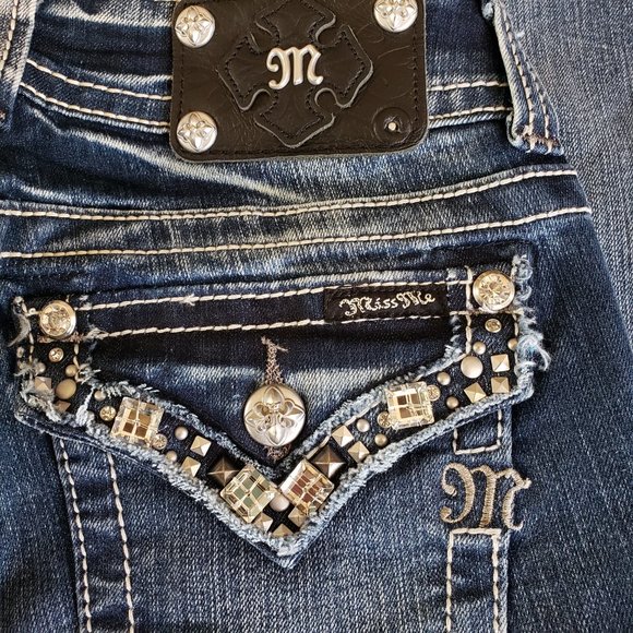 Miss Me | Square Rhinestone Bootcut Jeans - Picture 7 of 7